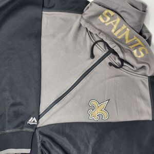 New‎ Orleans Saints  Full Zip Hoodie Sweater Men's 4X Gray Black NFL Majestic